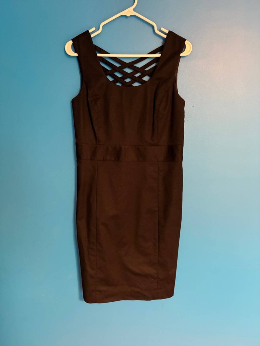 Rafaella Sheath Dress with Lattice Back, black, NWT, size 6